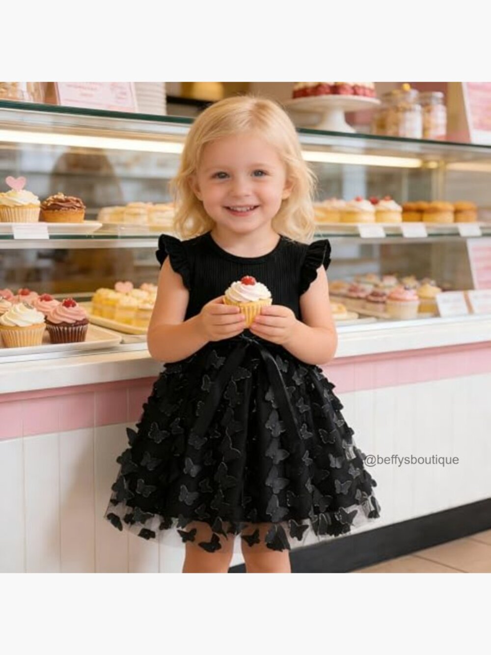 Toddler Girl Tulle Dress, Ruffle Sleeve Tutu for Parties - Picture 2 of 6